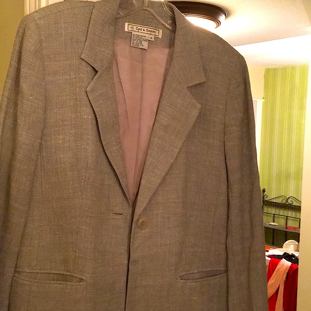 grey Rayon/Linen/ blazer by Cyd & Sam. Size 8.